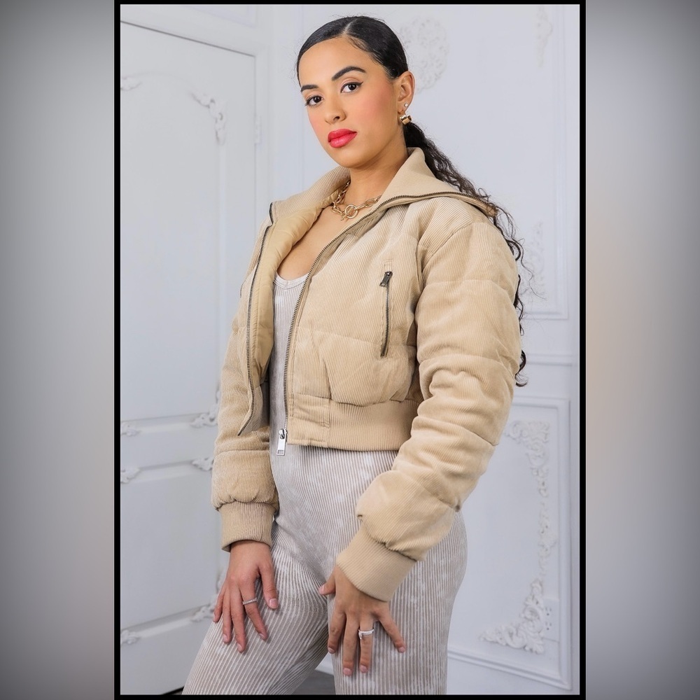5. Keep Up With Me Corduroy Full Zipper Puffer Jacket - Picture 5 of 7